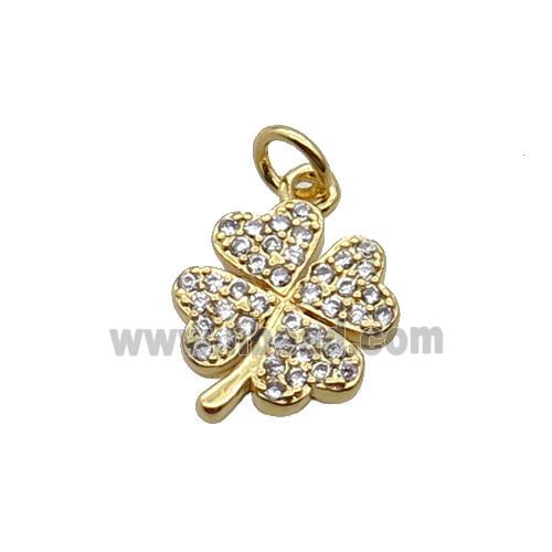 Copper Clover Pendant Pave Zircon Gold Plated