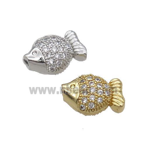 Copper Fish Beads Pave Zircon Mixed