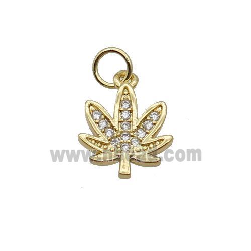 Copper Leaf Pendant Pave Zircon Gold Plated