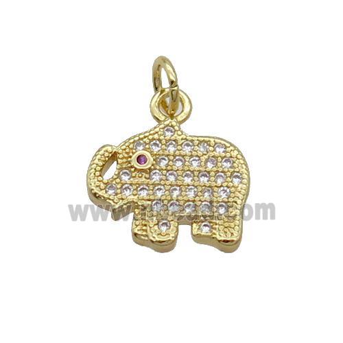 Copper Elephant Pendant Pave Zircon Gold Plated