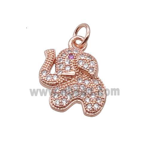 Copper Elephant Pendant Pave Zircon Rose Gold