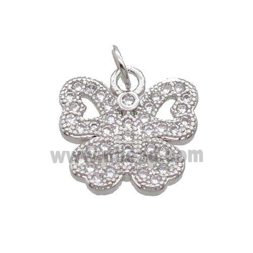 Copper Butterfly Pendant Pave Zircon Platinum Plated