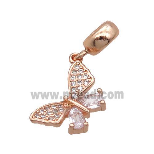 Copper Butterfly Pendant Pave Zircon Rose Gold