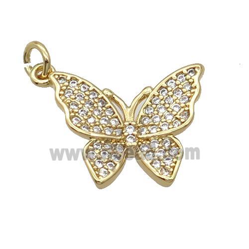 Copper Butterfly Pendant Pave Zircon Gold Plated