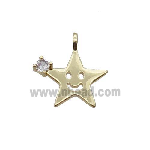 Copper Star Pendant Pave Zircon Smileface Gold Plated