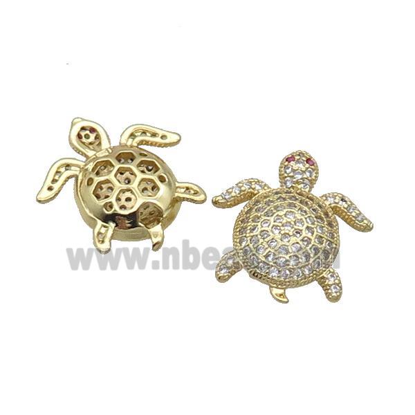 Copper Tortoise Beads Pave Zircon Gold Plated