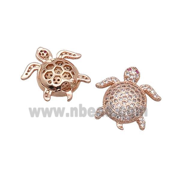 Copper Tortoise Beads Pave Zircon Rose Gold
