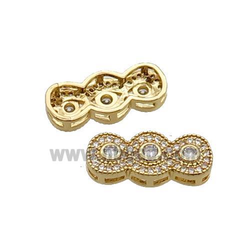 Copper Stick Beads Pave Zircon Gold Plated