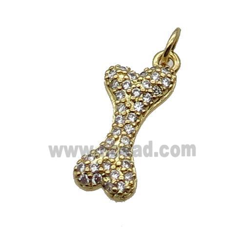Copper DogBone Pendant Pave Zircon Gold Plated