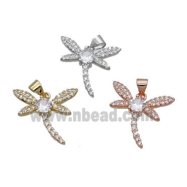 Copper Dragonfly Pendant Pave Zircon Mixed