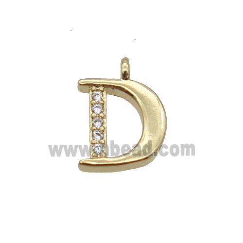 Copper Letter-D Pendant Pave Zircon Gold Plated
