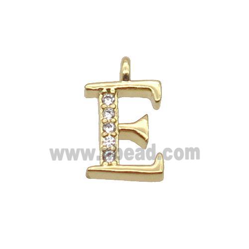 Copper Letter-E Pendant Pave Zircon Gold Plated