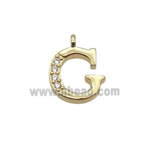 Copper Letter-G Pendant Pave Zircon Gold Plated