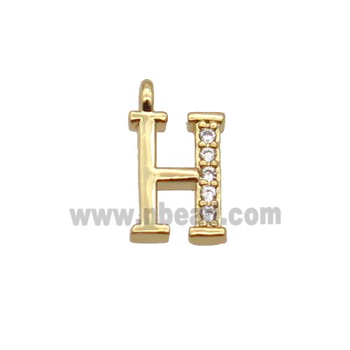 Copper Letter-H Pendant Pave Zircon Gold Plated