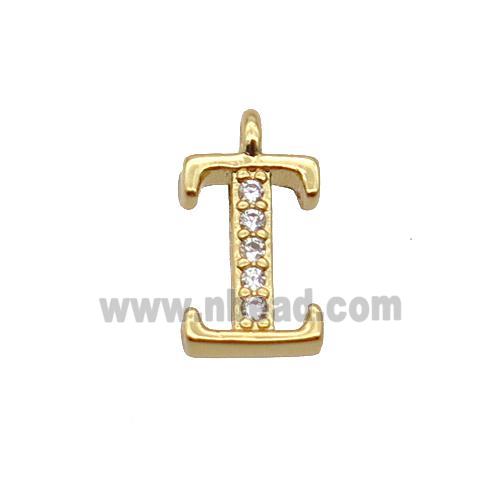 Copper Letter-I Pendant Pave Zircon Gold Plated