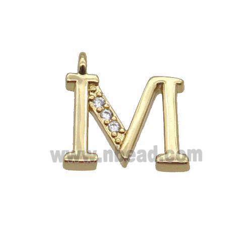 Copper Letter-M Pendant Pave Zircon Gold Plated