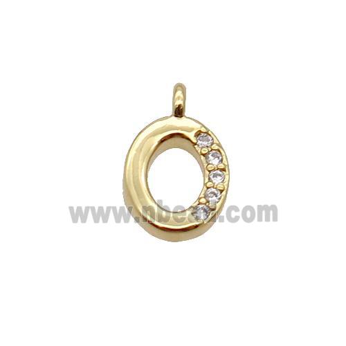 Copper Letter-O Pendant Pave Zircon Gold Plated