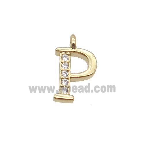 Copper Letter-P Pendant Pave Zircon Gold Plated