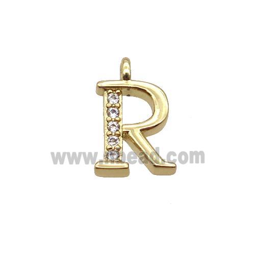 Copper Letter-R Pendant Pave Zircon Gold Plated