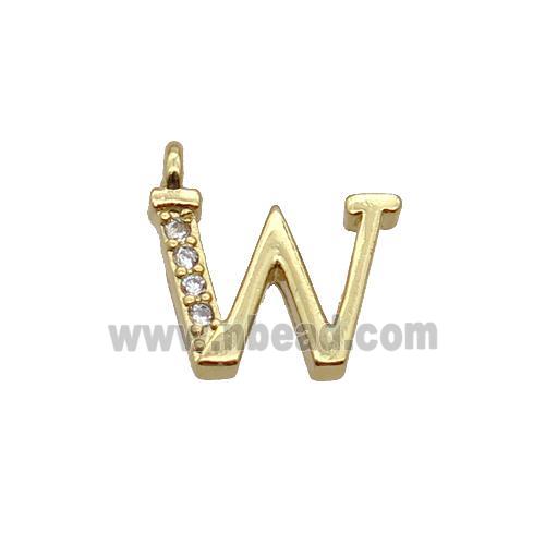 Copper Letter-W Pendant Pave Zircon Gold Plated