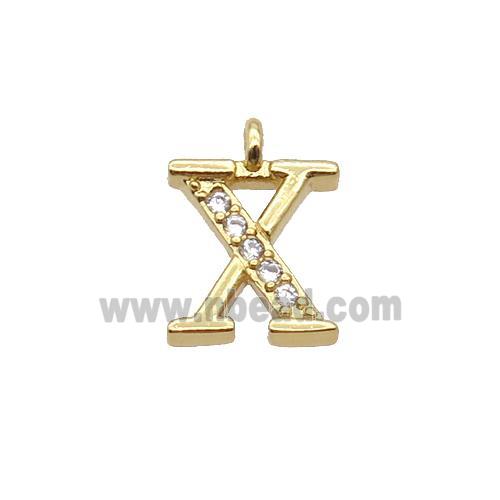 Copper Letter-X Pendant Pave Zircon Gold Plated