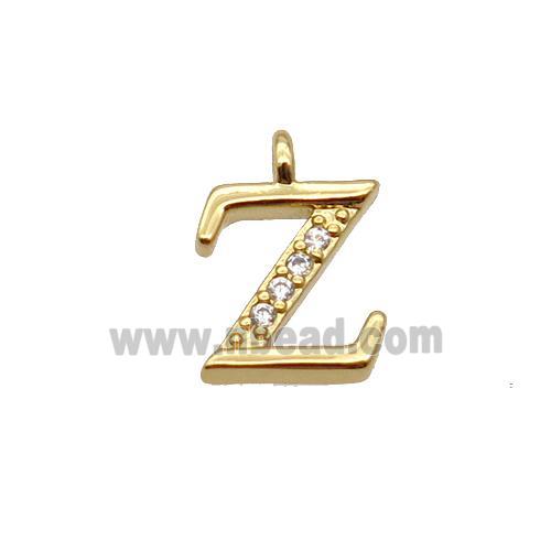 Copper Letter-Z Pendant Pave Zircon Gold Plated