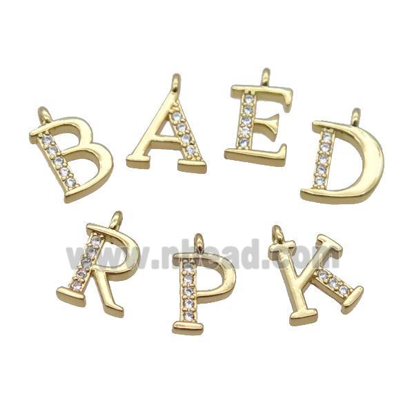 Copper Letter Pendant Pave Zircon Mix Alphabet Gold Plated