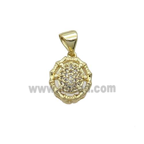 Copper Spider Pendant Pave Zircon Gold Plated