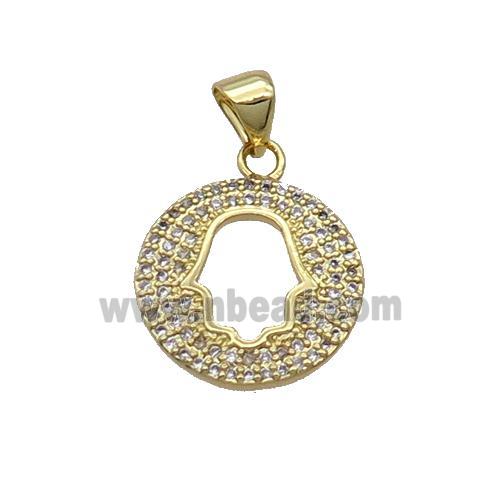 Copper Circle Pendant Pave Zircon Hand Gold Plated