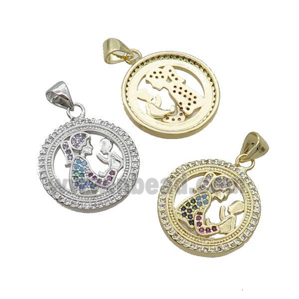 Copper Mother LoverBaby Pendant Pendant Pave Zircon Multicolor Mixed