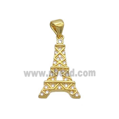 Copper Eiffel Tower Pendant Pave Zircon Gold Plated