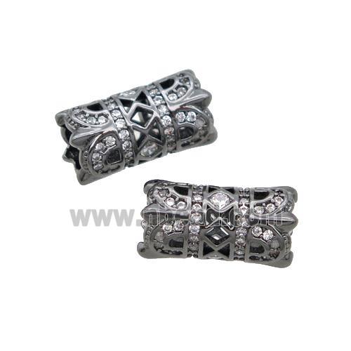 Copper Tube Beads Pave Zircon Black Plated