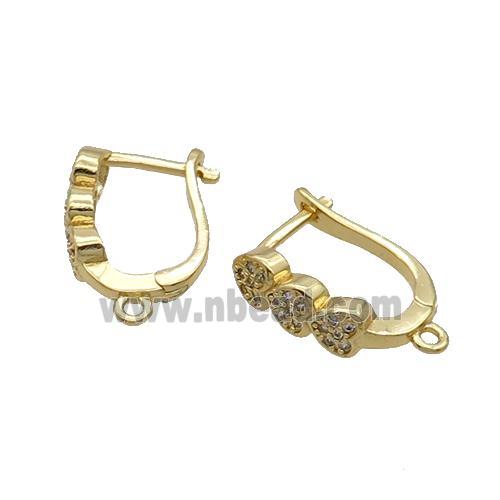 Copper Latchback Earring Pave Zircon With Loop Gold Plated