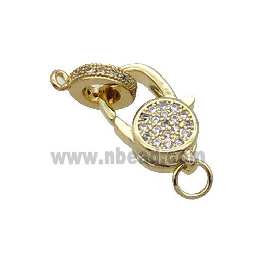 Copper Lobster Clasp Pave Zircon Gold Plated