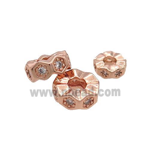 Copper Heishi Spacer Beads Pave Zircon Rose Gold