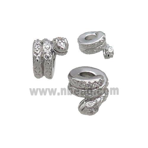 Copper Snake Beads Pave Zircon Platinum Plated