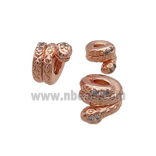 Copper Snake Beads Pave Zircon Rose Gold