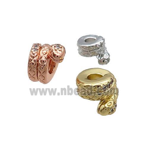 Copper Snake Beads Pave Zircon Mixed