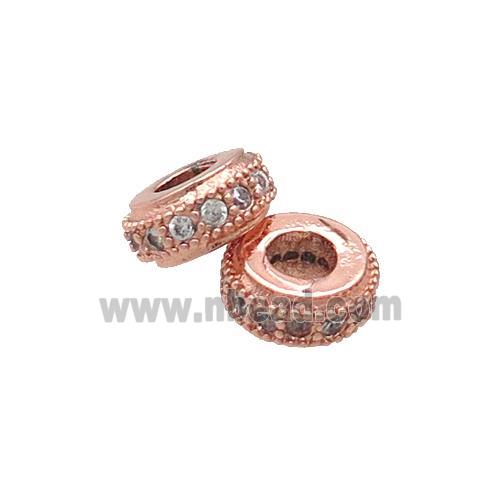 Copper Rondelle Spacer Beads Pave Zircon Rose Gold