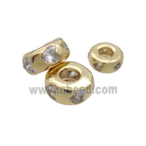 Copper Rondelle Spacer Beads Pave Zircon Gold Plated