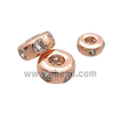 Copper Rondelle Spacer Beads Pave Zircon Rose Gold