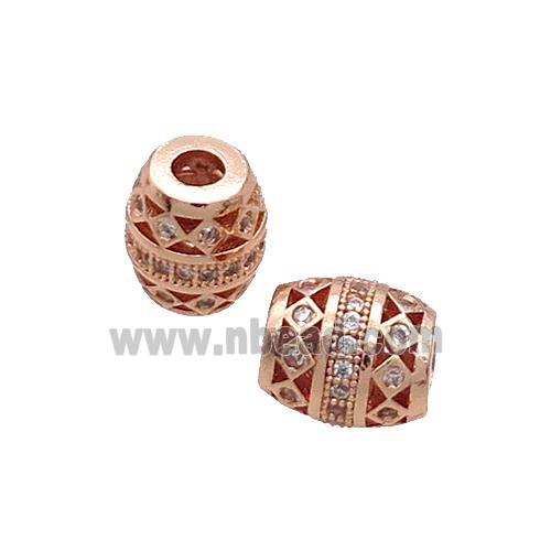 Copper Barrel Beads Pave Zircon Rose Gold