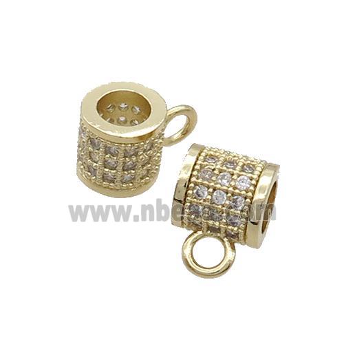 Copper Hanger Bail Pave Zircon Large Hole Gold Plated