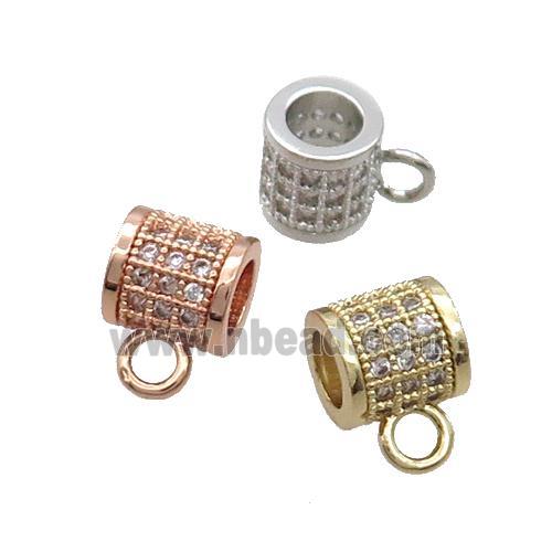 Copper Hanger Bail Pave Zircon Large Hole Mixed