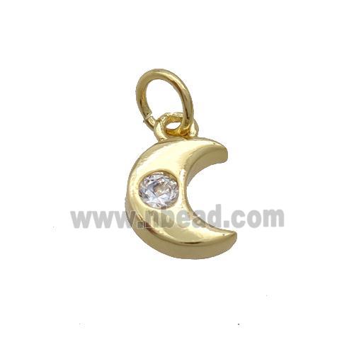 Copper Moon Pendant Pave Zircon Gold Plated