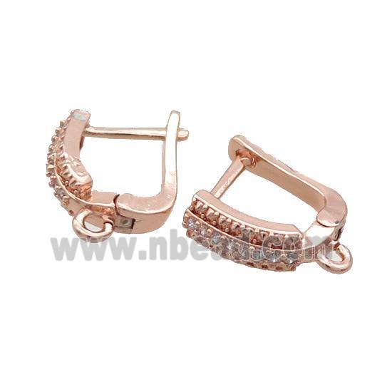 Copper Latchback Earring Pave Zircon Rose Gold