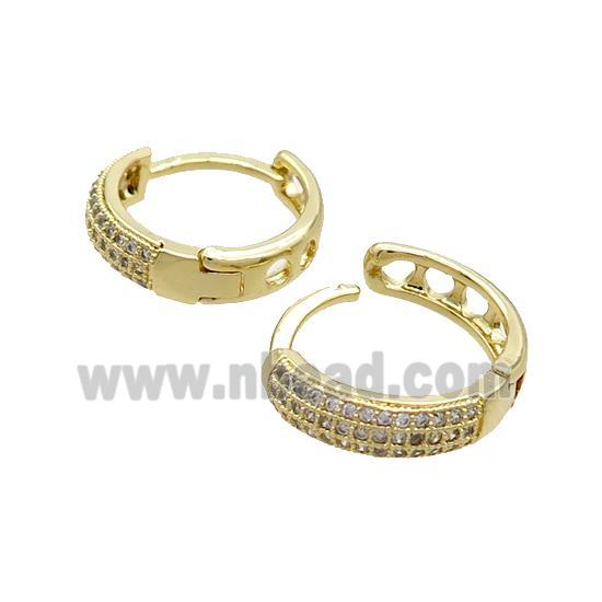 Copper Latchback Earring Pave Zircon Gold Plated