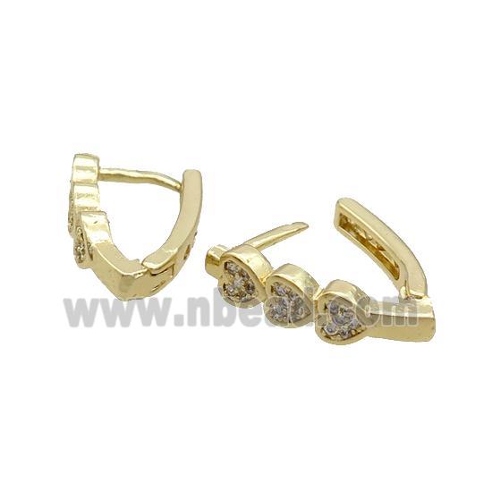 Copper Latchback Earring Pave Zircon Gold Plated