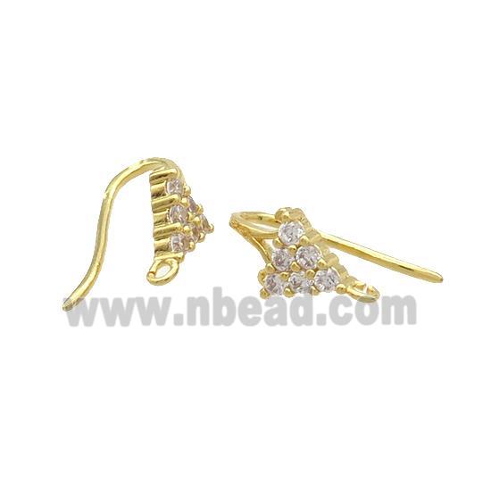 Copper Hook Earring Pave Zircon Gold Plated