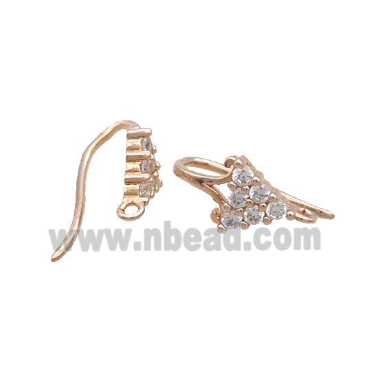 Copper Hook Earring Pave Zircon Rose Gold
